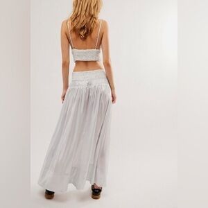 Free People Aster Maxi Skirt Set Size L NWOT Shimmery White